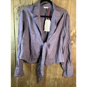 Standards And Practices Dark Purple Long Sleeve Tie Blouse Size 2XL